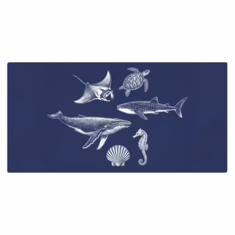 Bureau onderlegger - Dieren - Zeeleven - Oceaan - Graveren - Blauw — 2