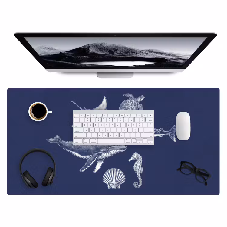 Bureau onderlegger - Dieren - Zeeleven - Oceaan - Graveren - Blauw — 4