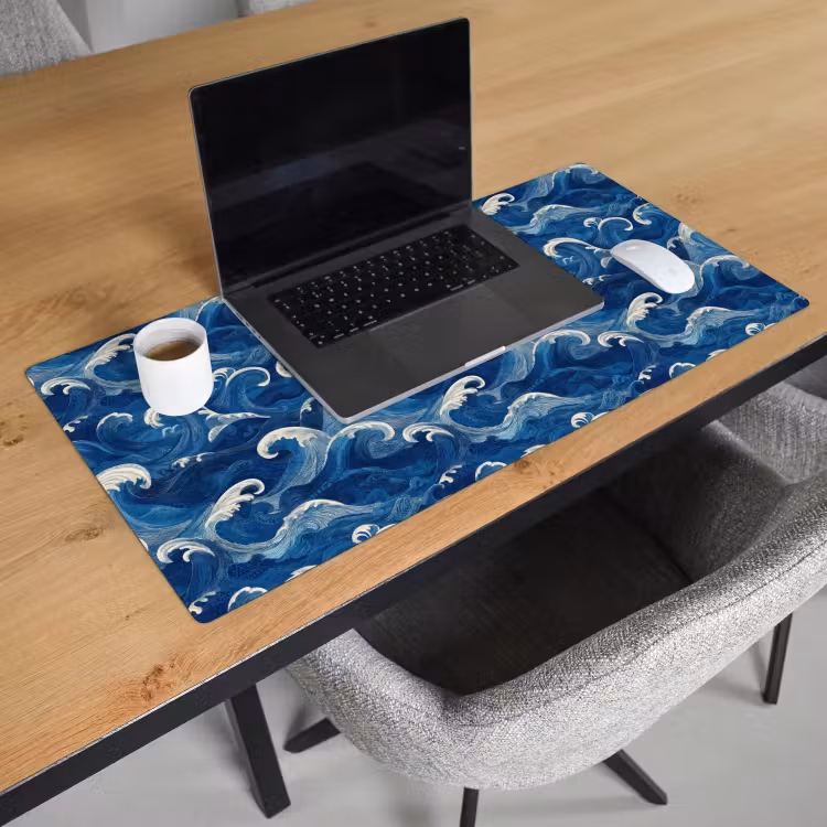 Bureau onderlegger - Japans - Oceaan - Golven - Blauw — 3
