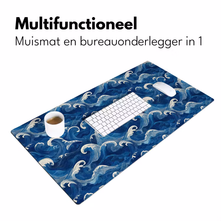 Bureau onderlegger - Japans - Oceaan - Golven - Blauw — 7