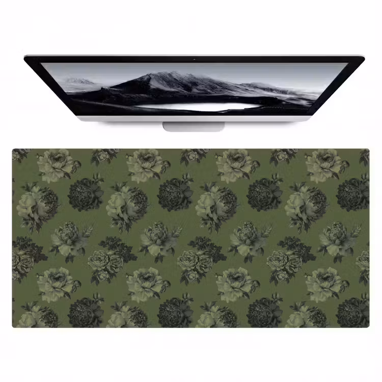 Bureau onderlegger - Klassiek - botanisch - Olijfgroen - Bloemen — 1
