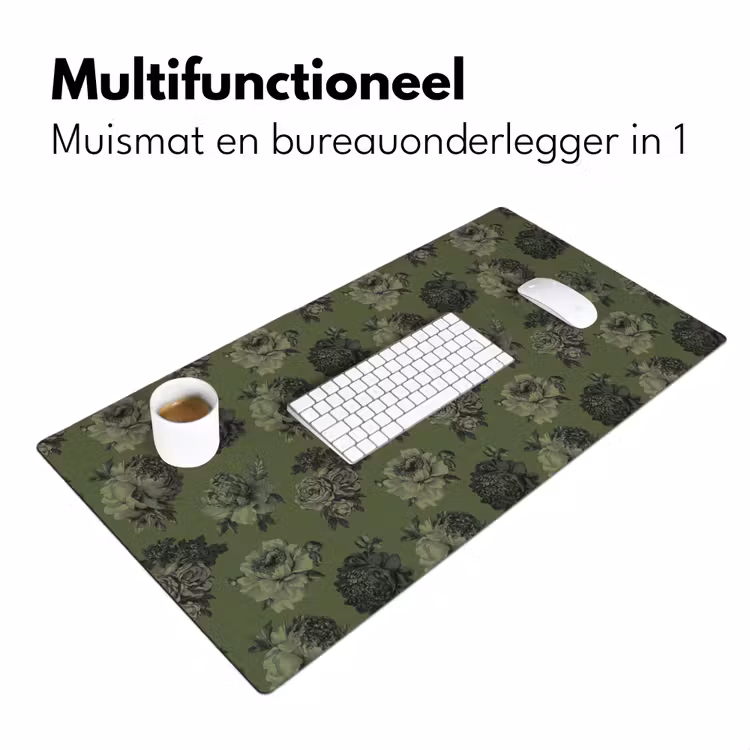 Bureau onderlegger - Klassiek - botanisch - Olijfgroen - Bloemen — 7