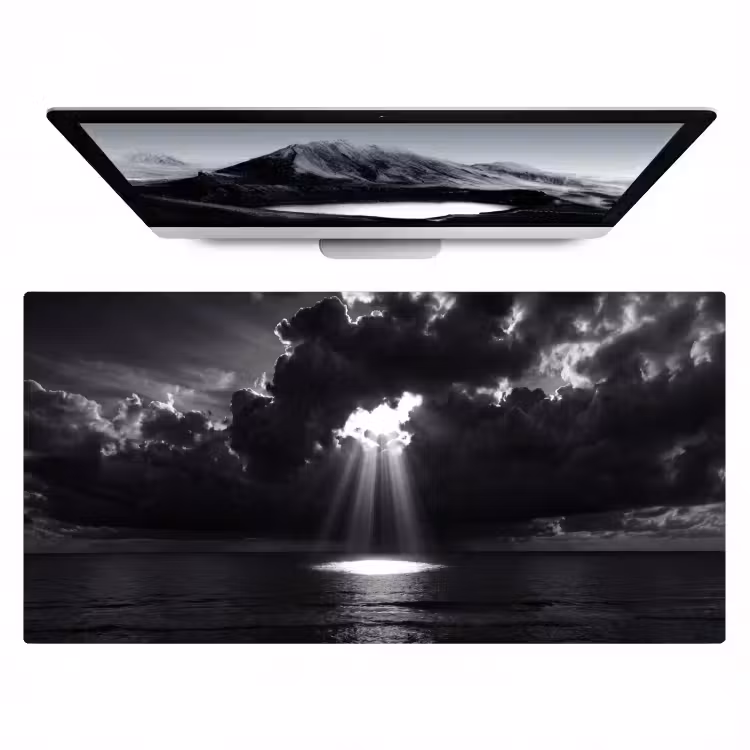 Bureau onderlegger - Licht - Wolken - Zee - Zwart-wit - Natuur — 1