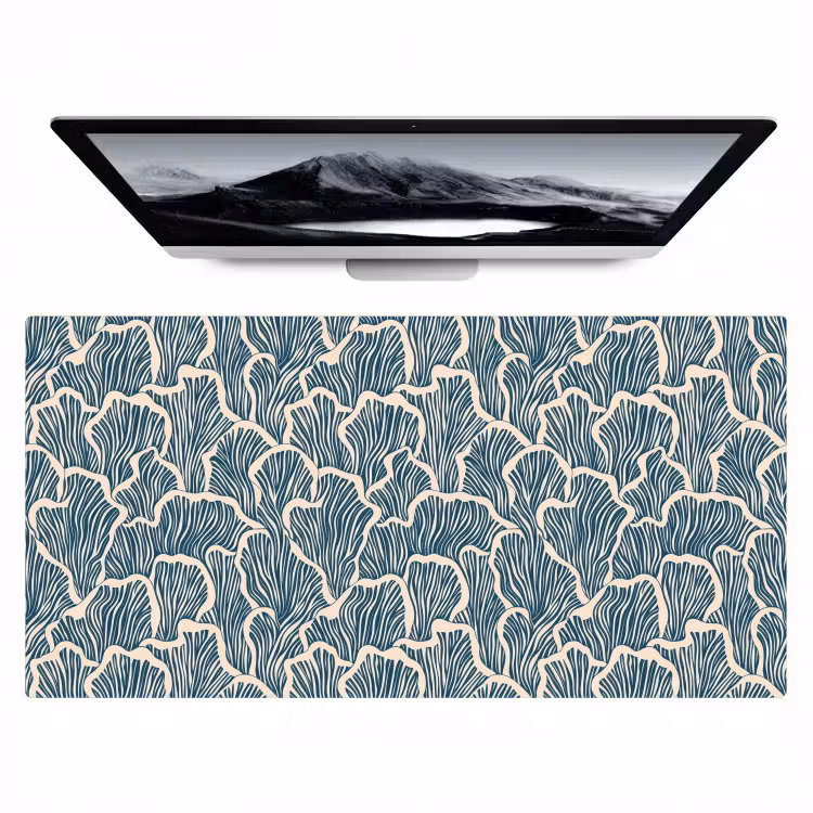 Bureau onderlegger - Organisch - Blauw - Crème - Schelpen — 1