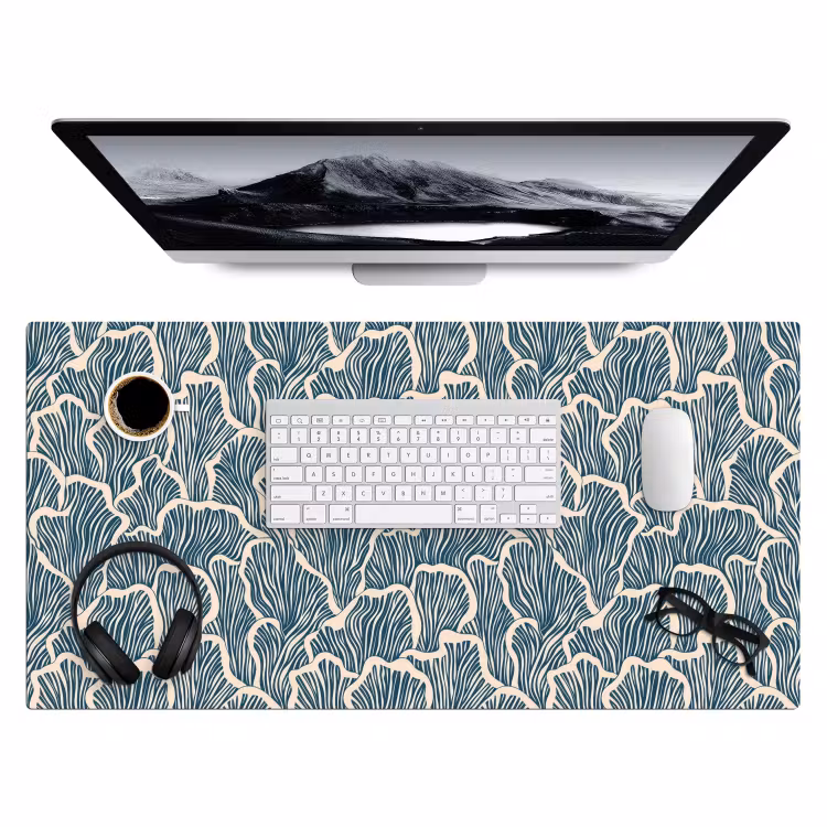 Bureau onderlegger - Organisch - Blauw - Crème - Schelpen — 4