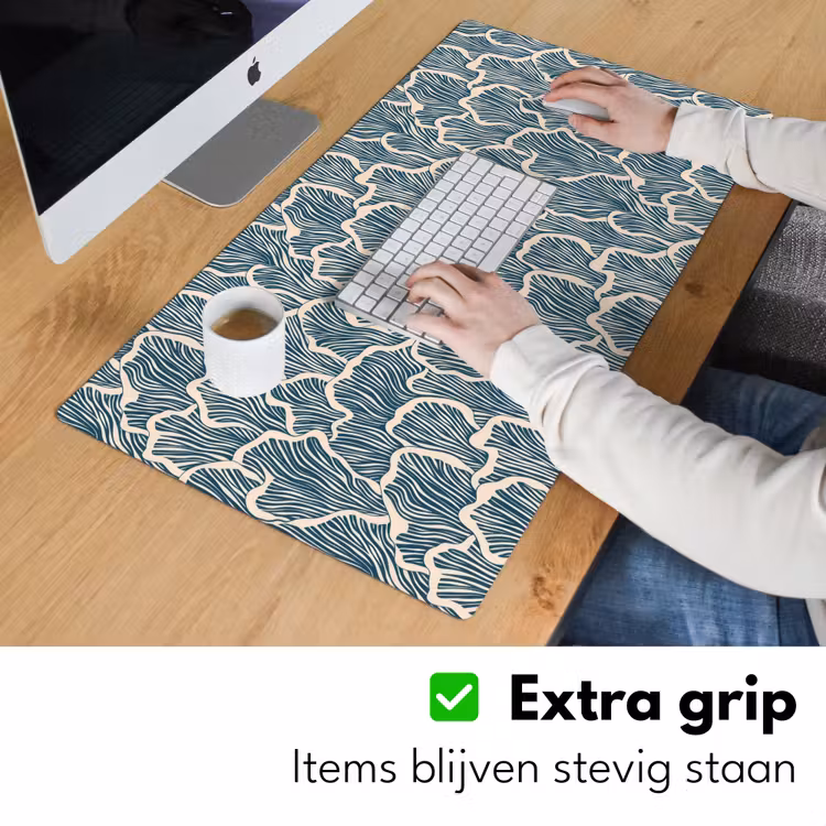 Bureau onderlegger - Organisch - Blauw - Crème - Schelpen — 6