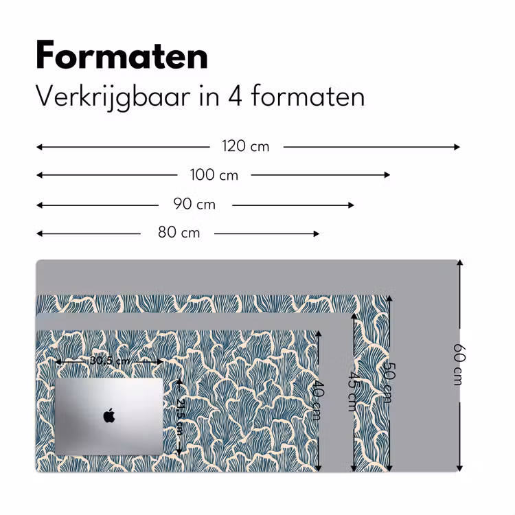 Bureau onderlegger - Organisch - Blauw - Crème - Schelpen — 8