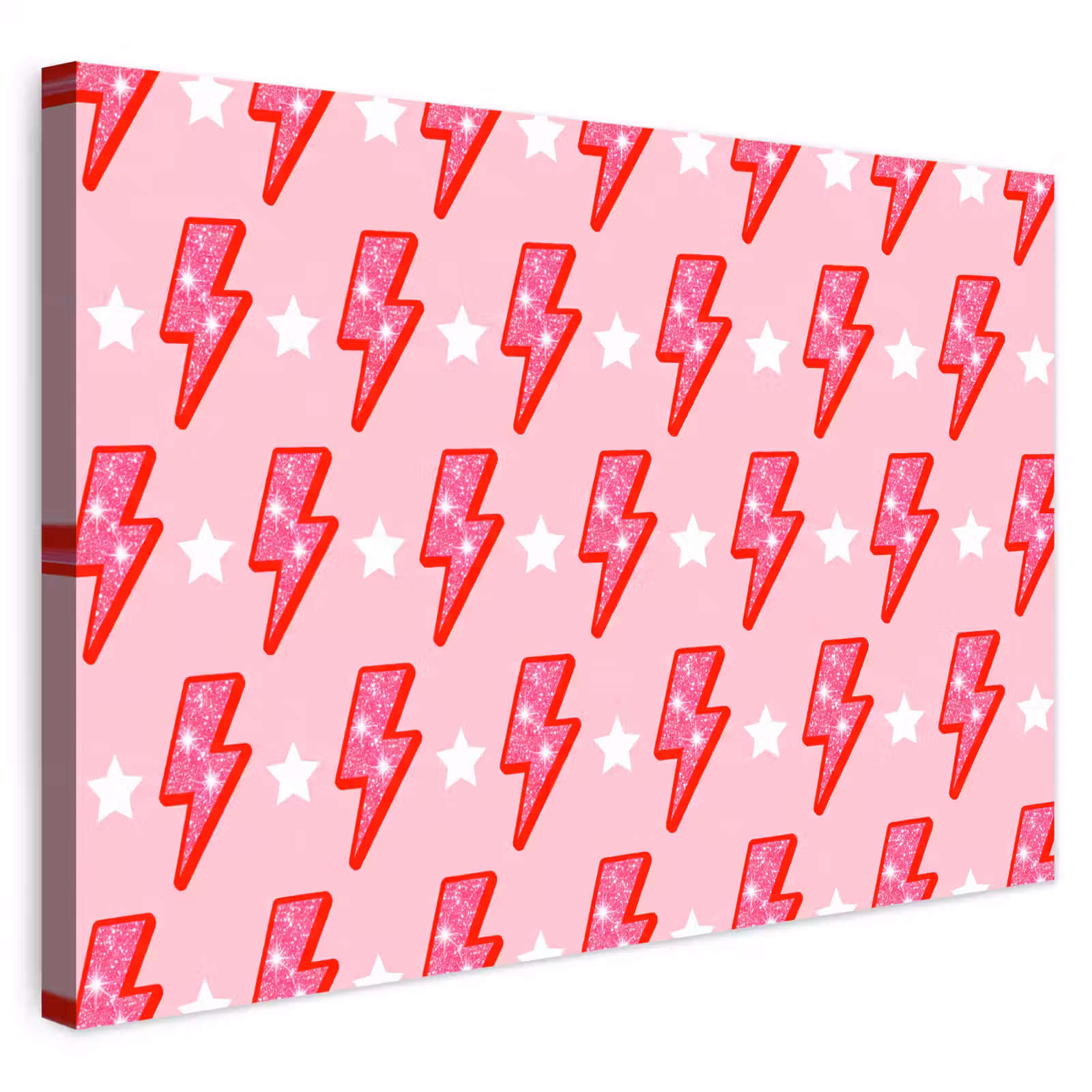 Buiten canvas - Patroon - Bliksem - Ster - Glitter - Roze — 1