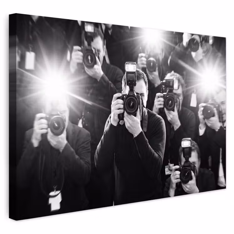 Buiten canvas - Mensen - Camera - Flitslicht - Zwart-wit - Media — 1