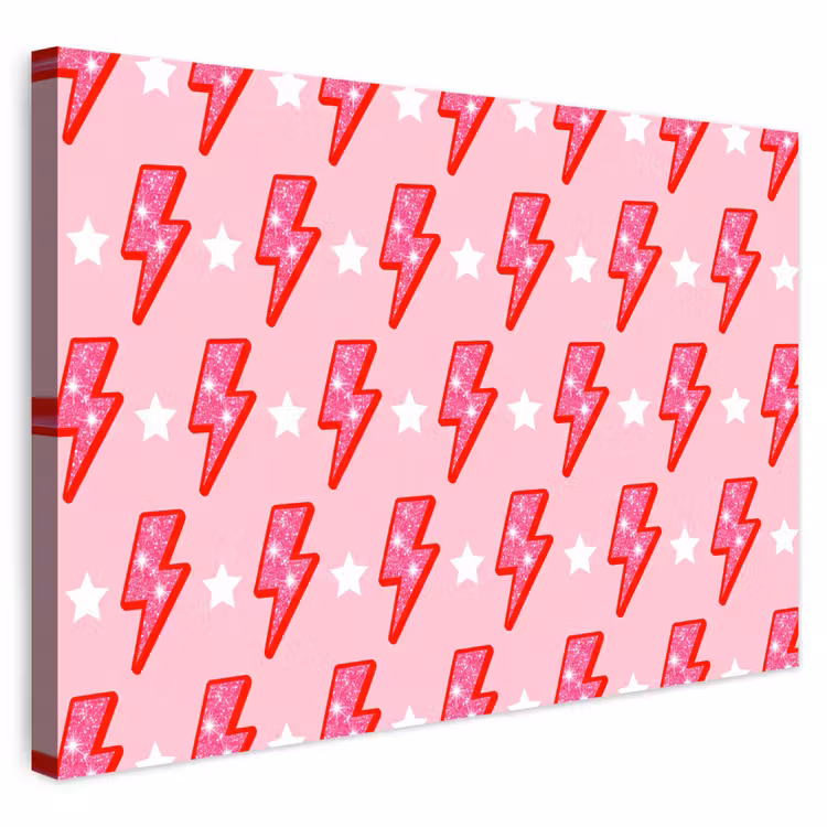 Buiten canvas - Patroon - Bliksem - Ster - Glitter - Roze — 1
