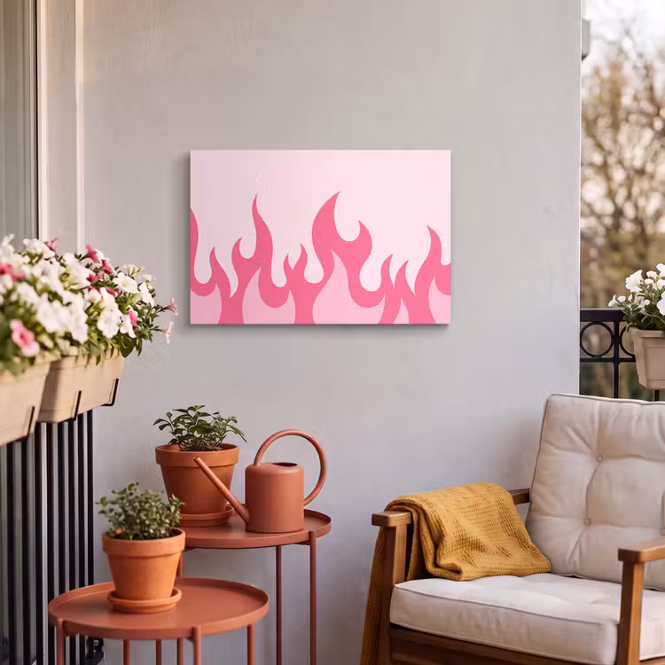 Buiten canvas - Vlammen - Patroon - Abstract - Modern - Roze — 4