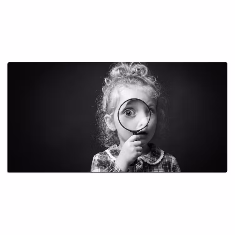 Bureau onderlegger - Kind - Vergrootglas - Portret - Zwart-wit — 2