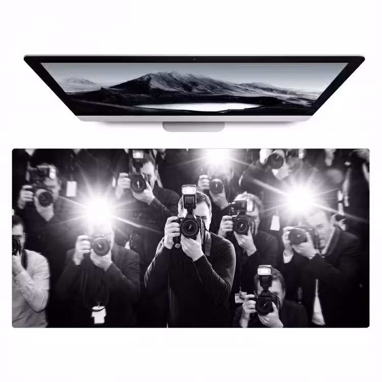 Bureau onderlegger - Mensen - Camera - Flitslicht - Zwart-wit - Media — 1