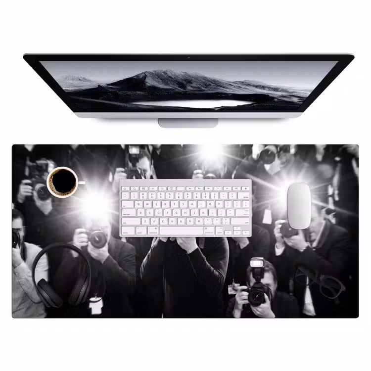 Bureau onderlegger - Mensen - Camera - Flitslicht - Zwart-wit - Media — 4