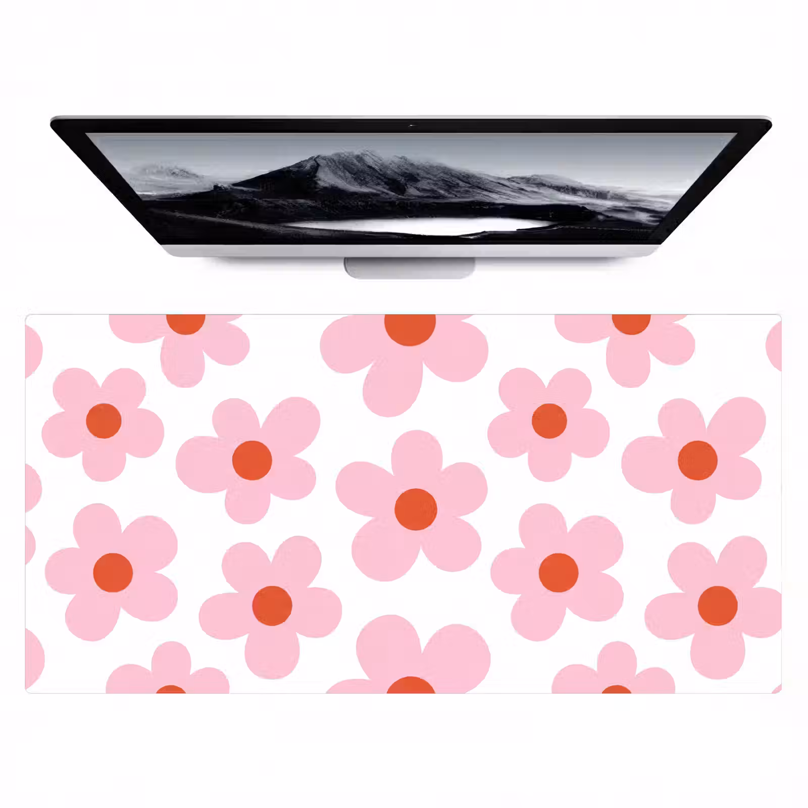 Bureau onderlegger - Bloemen - Patroon - Modern - Roze - Wit — 1