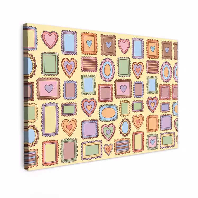 Buiten canvas - Lijst - Patroon - Hart - Speels - Kleurrijk — 1