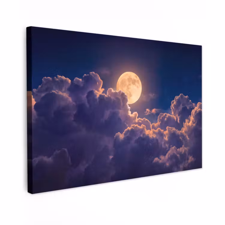 Buiten canvas - Maan - Wolken - Nacht - Oranje — 1