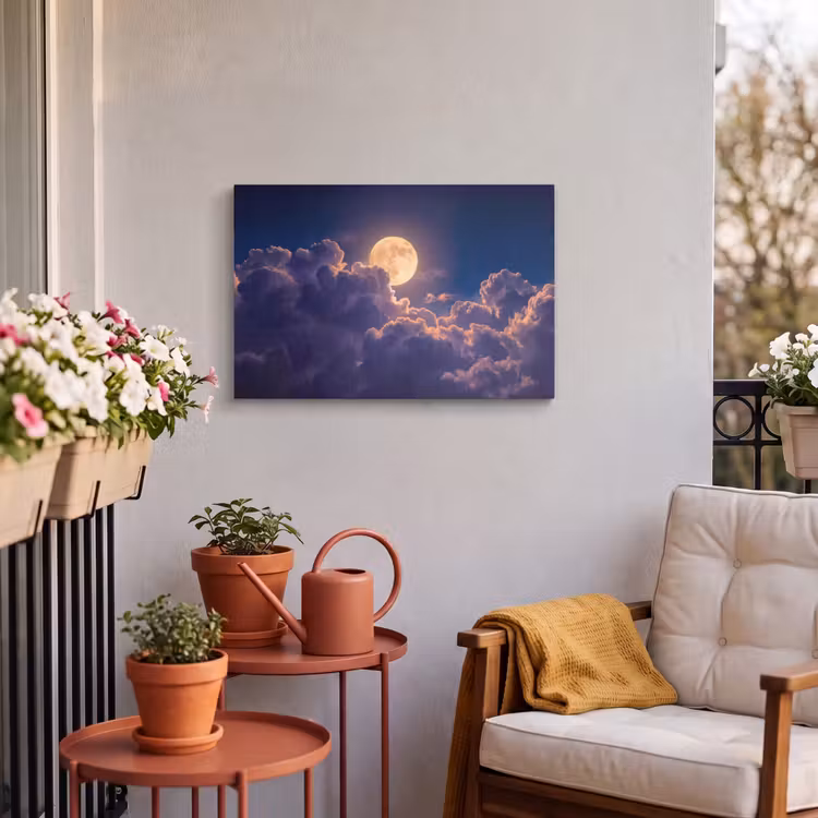 Buiten canvas - Maan - Wolken - Nacht - Oranje — 3