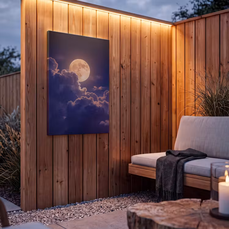 Buiten canvas - Maan - Wolken - Nacht - Oranje — 4