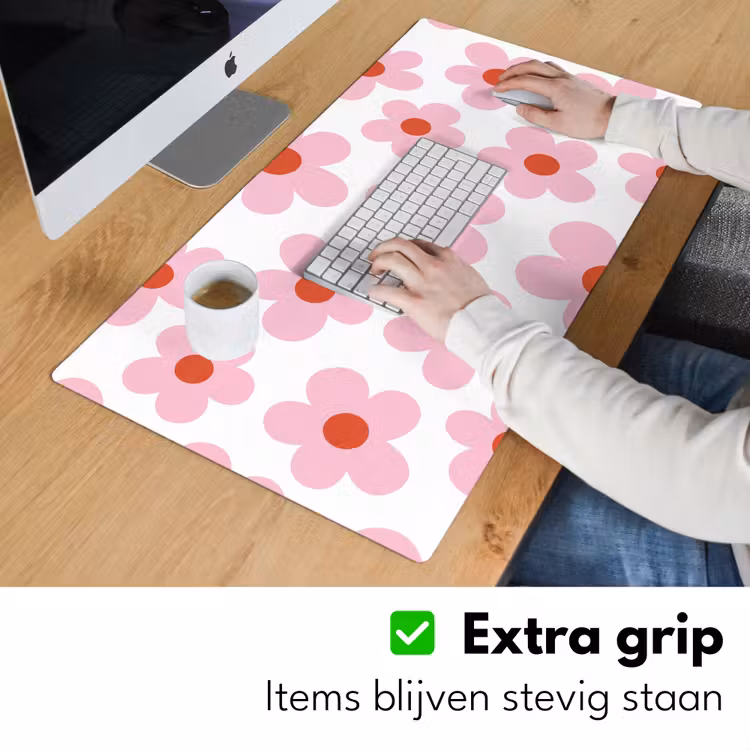 Bureau onderlegger - Bloemen - Patroon - Modern - Roze - Wit — 6