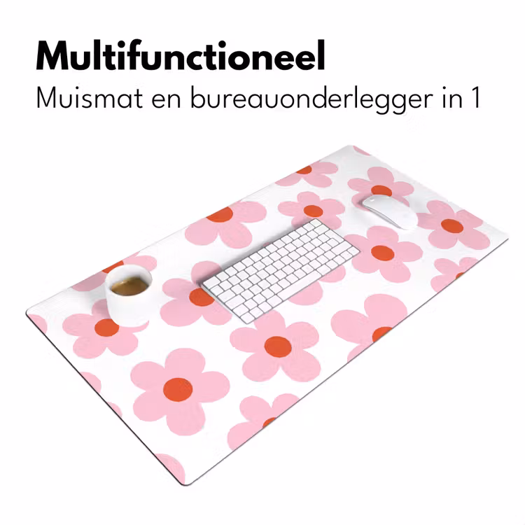 Bureau onderlegger - Bloemen - Patroon - Modern - Roze - Wit — 7