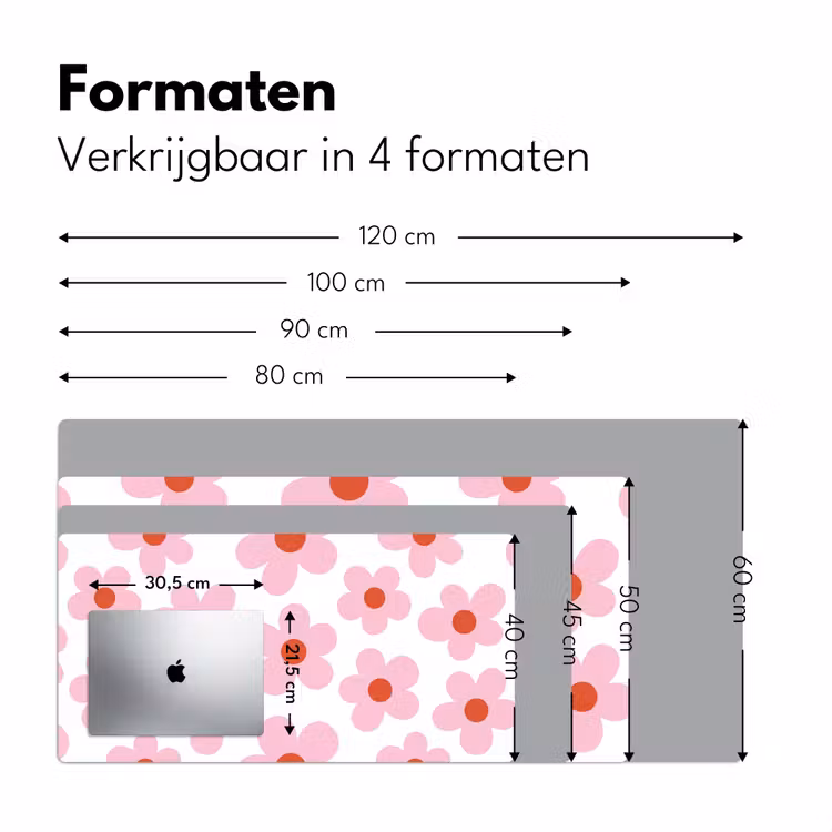 Bureau onderlegger - Bloemen - Patroon - Modern - Roze - Wit — 8