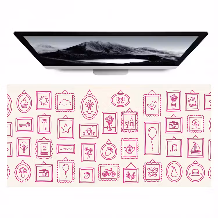 Bureau onderlegger - Illustratie - Collectie - Kunst - Minimalistisch - Roze — 1