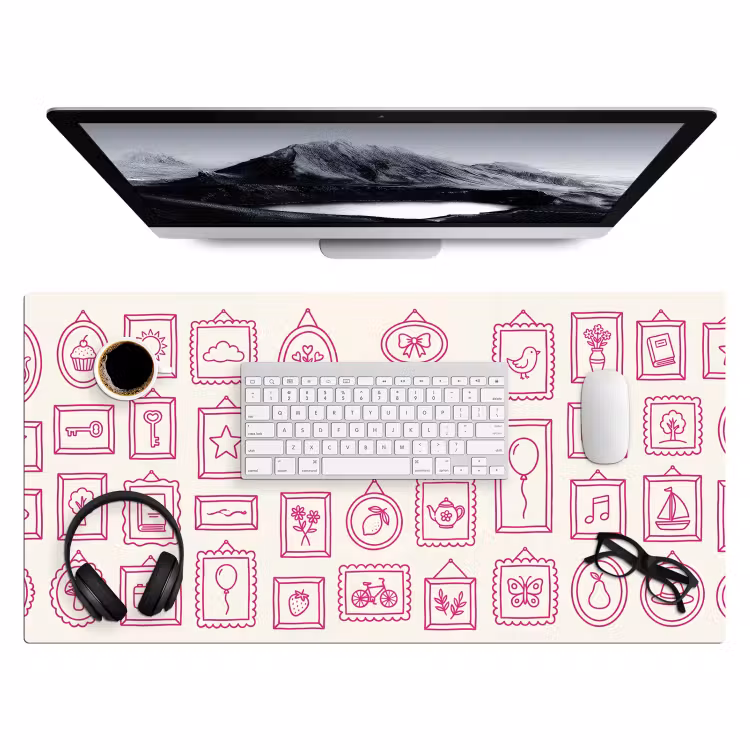 Bureau onderlegger - Illustratie - Collectie - Kunst - Minimalistisch - Roze — 4