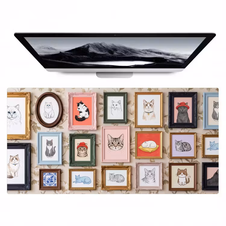 Bureau onderlegger - Kat - Portret - Dieren - Illustratie - Lijst — 1