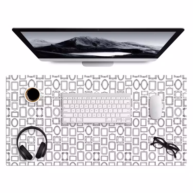 Bureau onderlegger - Lijsten - Patroon - Decoratie - Schets - Zwart-wit — 4