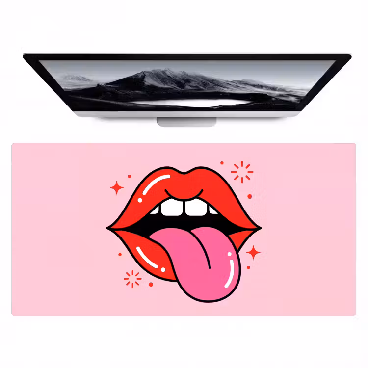 Bureau onderlegger - Lippen - Tong - Pop-art - Kleurrijk - Roze — 1