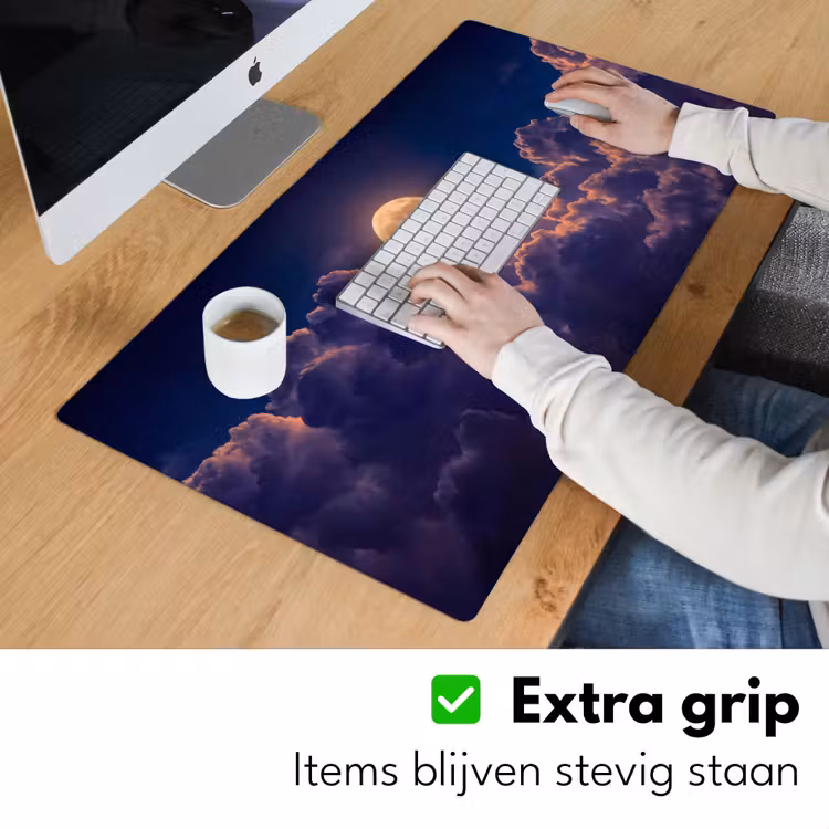 Bureau onderlegger - Maan - Wolken - Nacht - Oranje — 6