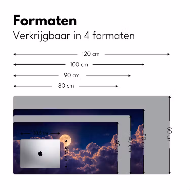 Bureau onderlegger - Maan - Wolken - Nacht - Oranje — 8