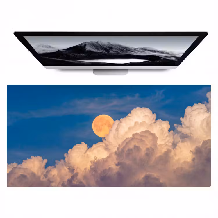 Bureau onderlegger - Maan - Wolken - Natuur - Oranje — 1