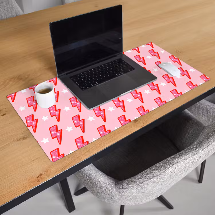 Bureau onderlegger - Patroon - Bliksem - Ster - Glitter - Roze — 3