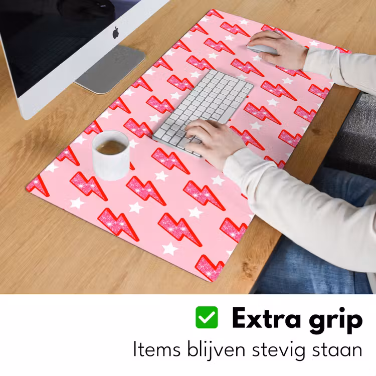 Bureau onderlegger - Patroon - Bliksem - Ster - Glitter - Roze — 6