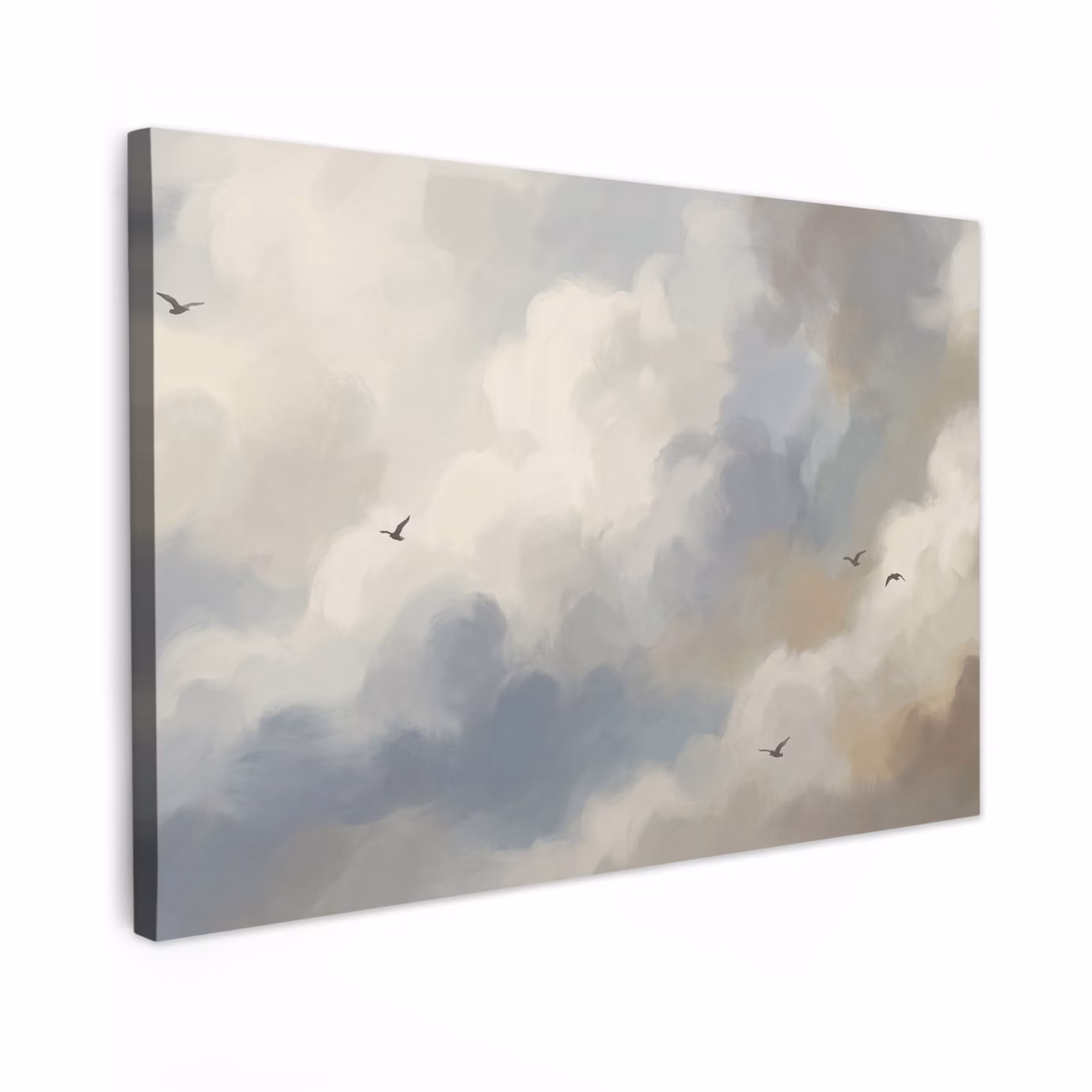 Buiten canvas - Vogel - Wolken - Natuur - Modern - Grijs — 1