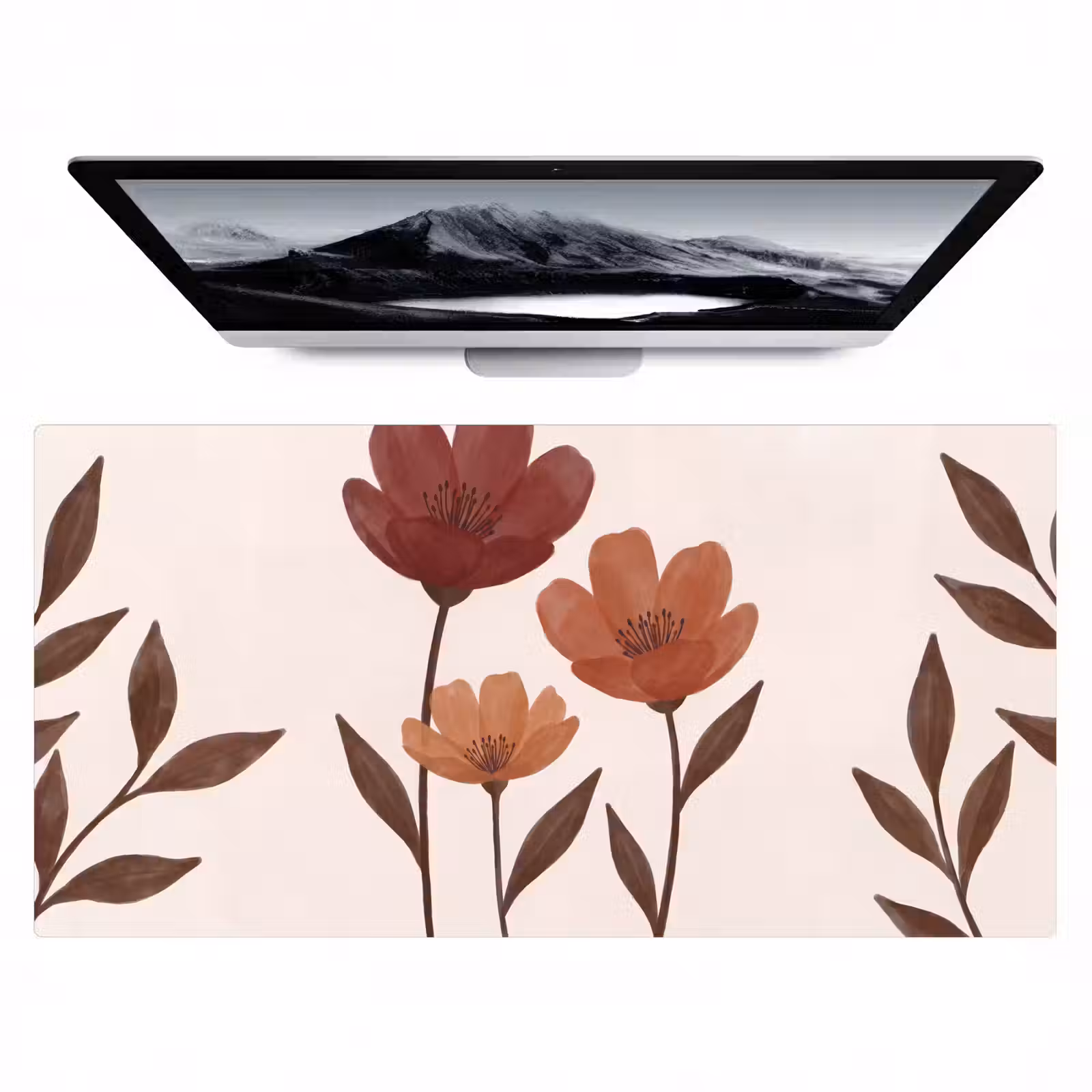 Bureau onderlegger - Bloemen - Abstract - Modern - Bruin - Decoratief — 1