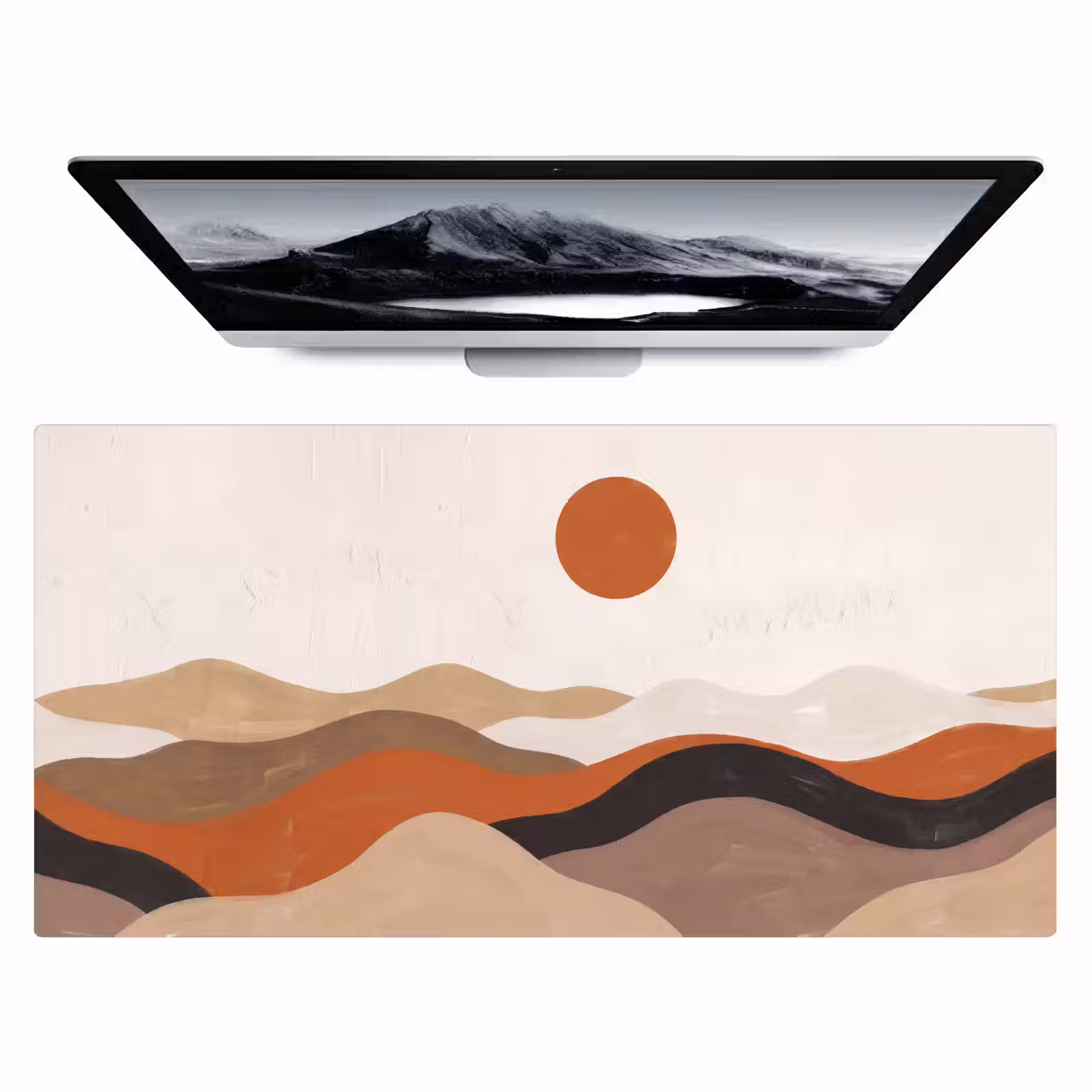 Bureau onderlegger - Landschap - Heuvels - Zon - Abstract - Oranje — 1