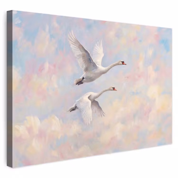 Buiten canvas - Vogel - Vliegend - Lucht - Modern - Pastel — 1
