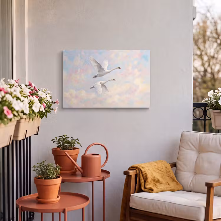 Buiten canvas - Vogel - Vliegend - Lucht - Modern - Pastel — 4