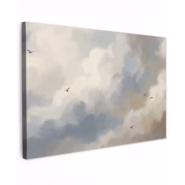 Buiten canvas - Vogel - Wolken - Natuur - Modern - Grijs — 1