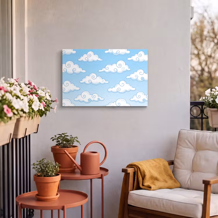 Buiten canvas - Wolk - Lucht - Cartoon - Blauw - Wit — 3