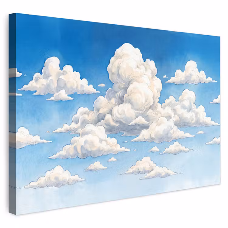 Buiten canvas - Wolken - Blauwe lucht - Natuur - Modern - Wit — 1