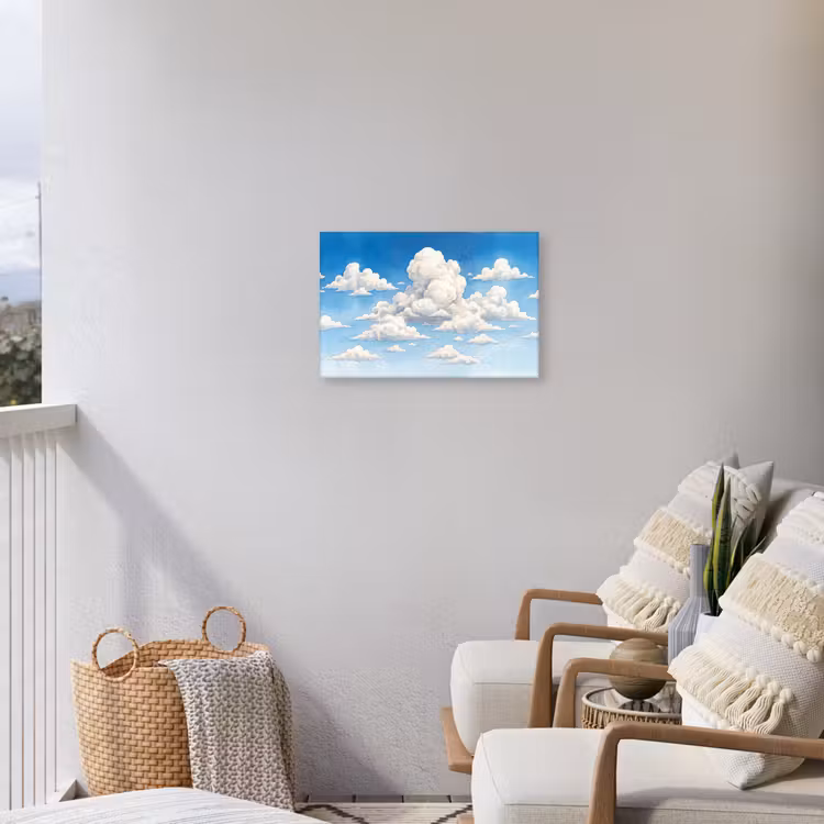 Buiten canvas - Wolken - Blauwe lucht - Natuur - Modern - Wit — 3