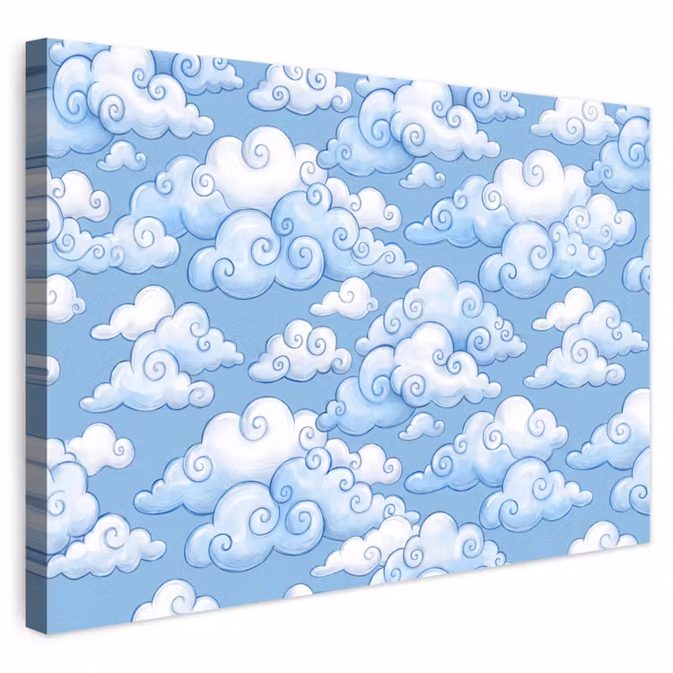 Buiten canvas - Wolken - Patroon - Hemel - Illustratie - Wit — 1