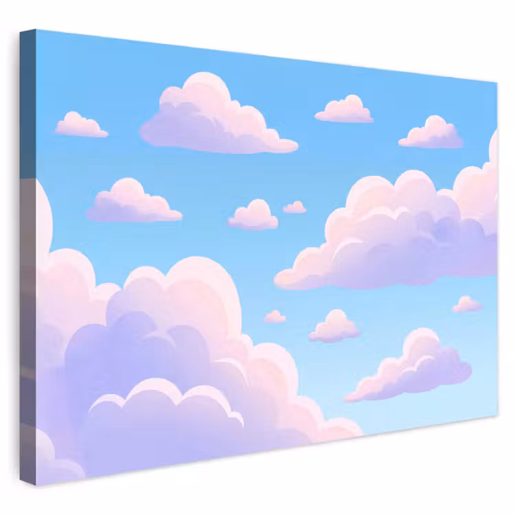 Buiten canvas - Wolken - Roze - Blauw - Natuur - Modern — 1