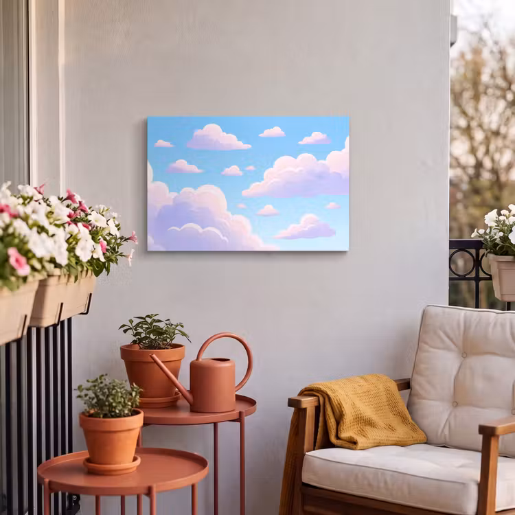 Buiten canvas - Wolken - Roze - Blauw - Natuur - Modern — 3