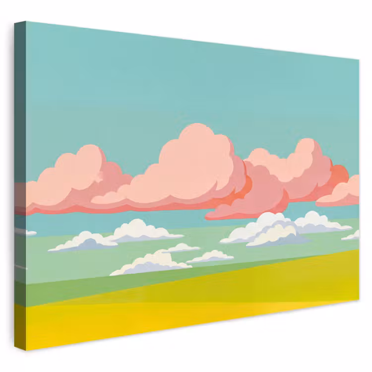 Buiten canvas - Wolken - Roze - Natuur - Modern - Pastel — 1