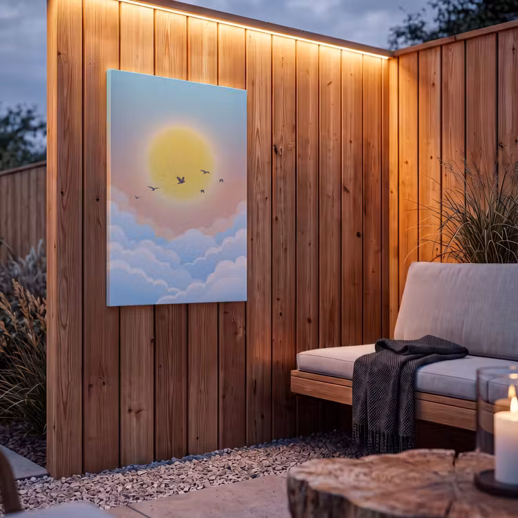 Buiten canvas - Zon - Vogels - Lucht - Natuur - Geel — 4